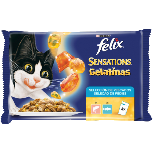 PURINA® FELIX® Sensation Gelatinas Selección Pescado 4x100g pack