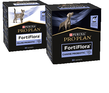 Productos FortiFlora Pro Plan Purina para perros y gatos